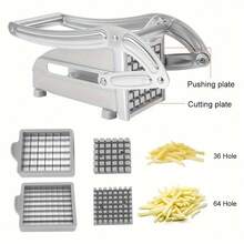 Stainless Steel French Fries Cutter, Anti-Slip Potato Slicer, Suitable For Barbecue And Outdoor Cooking, Baking, Food Contact Safety, Suitable For Grills, Barbecues, Kitchen Tool Set, Ideal Gift For Festivals And Birthdays. - Silver - View 3