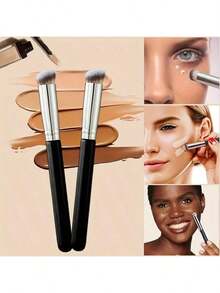 1支遮瑕刷，高品质鼻部轮廓歌舞伎腮红刷，打造无瑕眼妆及浓密面部妆容的化妆刷，适用于晕染液体、抛光、塑形、矿物粉底、粉底刷、遮瑕刷、腮红刷、轮廓刷、修容刷、古铜粉刷、散粉刷、粉底刷、腮红刷