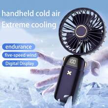 DS18 Portable Handheld Fan, USB Interface Battery-Powered Fan, Battery Capacity 1200mAH With LED Display, Handheld/Neck/Desktop Three-In-One Personal Mini Fan, 90° Foldable Desktop Fan With Base, Ideal For Cooling Off Or Applying Makeup When Out And About Summer Gift For Women/Men