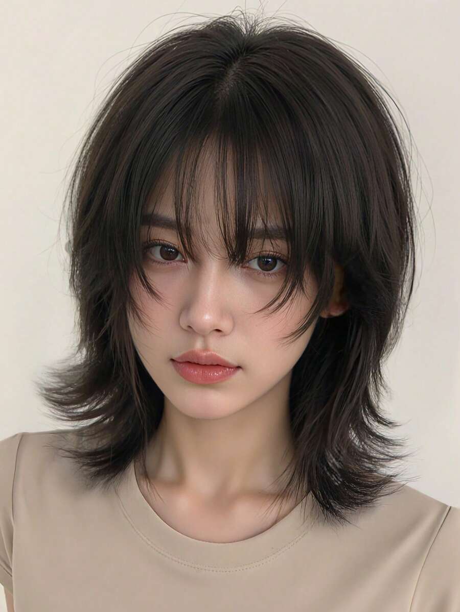 10-Inch Short Synthetic Straight Black Wig With Bangs, Suitable For Daily Wear, Parties, And Cosplay - 黑色 - 查看 1