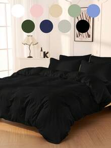 Juego de funda nórdica de 2/3 piezas, ropa de cama sólida, juego de ropa de cama sólida, ropa de cama suave y amigable con la piel, juego de funda nórdica suave y antipelusas, decoración minimalista de la habitación, funda de edredón y funda de almohada con estilo simple, no incluye el relleno del edredón, se adapta a camas individuales, dobles, king y queen de todas las tallas, adecuado para todas las estaciones, decoración de otoño, decoración de la habitación, vuelta al colegio, suministros escolares