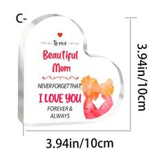 1pc Dearest Mom, Mother's Day Transparent Acrylic Heart Souvenir Gift, Mother And Daughter Pink Silhouette, Best Birthday Gift For Mom, Best Holiday Gift - Ornaments - View 13