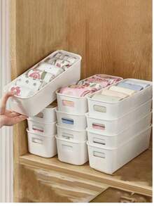 10 Pcs Plastic Storage Boxes, Multi-Functional Underwear And Sock Organizer, Drawer Dividers For Clothes, Bras And Accessories, Durable Closet Organization Containers For Home, Bedroom, Kitchen And Office Use, Space-Saving Storage Solutions To Keep Drawers Neat And Tidy (Lightweight, Washable And Reusable Plastic Material, Not Fragile Glass) - White - View 9