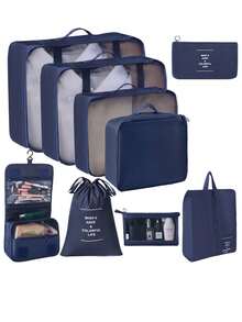 10 pièces/set Sac de voyage en polyester, organisateur de maquillage portable moderne pour le voyage