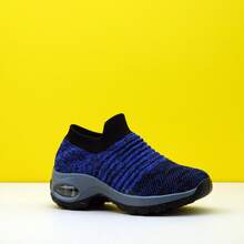 Damskie różowe, codzienne, amortyzowane, amortyzujące, wsuwane tenisówki z dzianiny typu skarpetka, wygodne obuwie do tańca