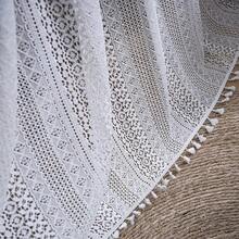 Sutuo Home White Crochet Boho Curtain 96 Inches Long, Sheer Lace Handmade Tassels Knitted Window Treatment Vintage Rustic Bohemian Farmhouse Drape For Bedroom Rod Pocket 1 Panel 59" W X 96" L - 白色鉤針編織59寬x96公升1包 - 查看 6