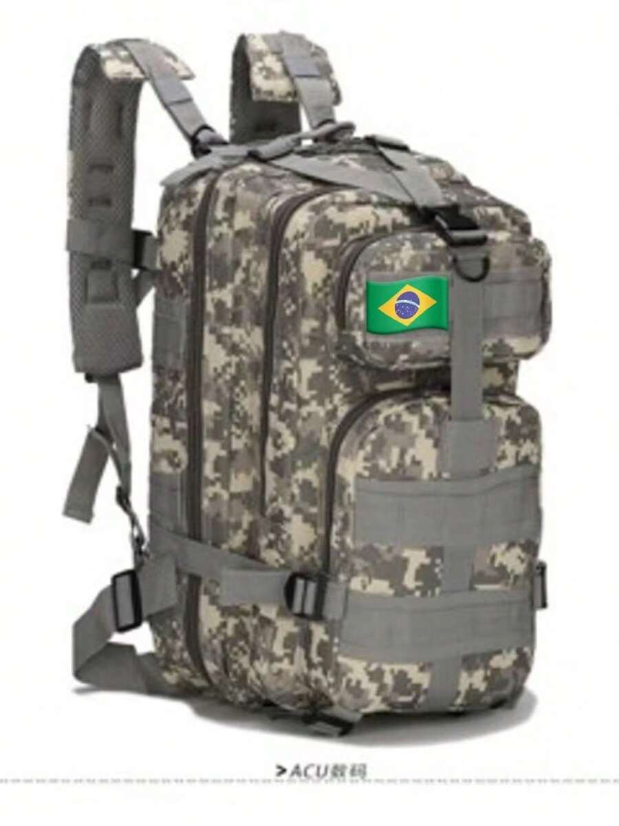 Large 30 Liters Men's And Women's Tactical Military Backpack With 1 Flag As A Gift - Xám - Xem 1