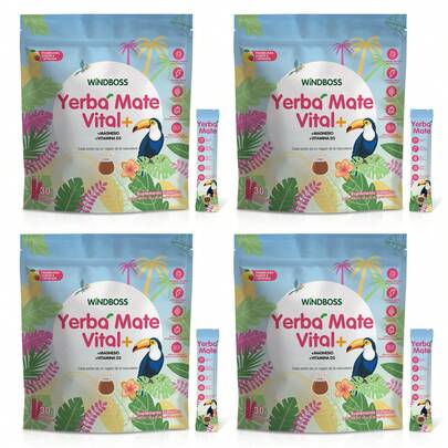  Windboss Yerba Mate en Polvo | Combo de 4 Cajas (120 Sobres) | Energía y Bienestar Diario en Sobres Prácticos