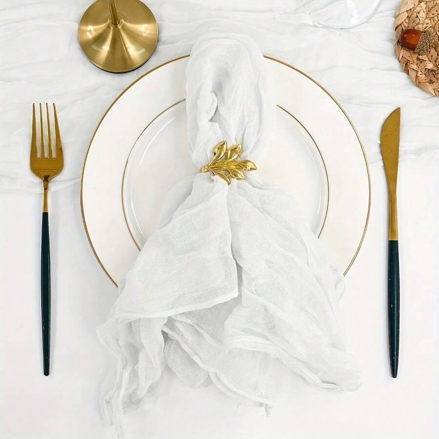 6Pcs Bohemian Solid Color Polyester Cloth Napkins 20x20 In' Rectangular Woven Table Linens With Delicate Edging Cloth Napkin Perfect For Halloween, Christmas, Holiday, Wedding, Party, Daily Decorations - 白色 - 查看 1