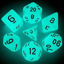 7pcs Glow-In-The-Dark Dice Set, Including Velvet Bag, Suitable For Board Games And Math Learning, Great Gift For Halloween And Christmas