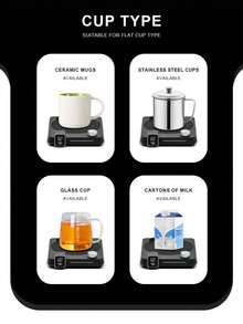 2024 H13 New Smart Constant Temperature Heating Coaster Multi-Functional Temperature And Time Adjustable 40W Warm Coaster Is Perfect For Desks And Dormitories - EU C Type Plug(220-240V) - View 4