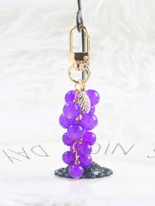 Resin Transparent Beaded Grape Pendant New Creative Student Schoolbag Decoration Keychain Gift, Decorative Accessories Fruit Decoration Bag Chain Pendant Bag Extender Replacement Extension Chain With Chain Pendant Amethyst Grape Protective Cover Pendant New Ins Creative Student Schoolbag Decoration Keychain Gift,