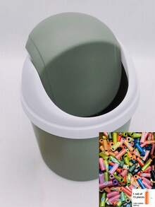 1 pieza Caja de almacenamiento mini popular con diseño de corazón estilo INS para dormitorio de niña, bote de basura de plástico con tapa, papelera de escritorio para decoración de oficina en el hogar, mesa de café, oficina, sala de estar - Multicolor - Ver 19