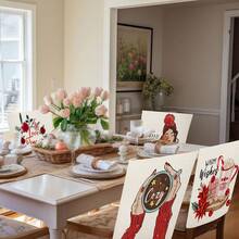 1pc/4pcs/24pcs Christmas Winter Coffee Wreath Chair Back Cover Protector, Washable Winter Dining Chair Slipcover For Home, Restaurant, Living Room, Kitchen Decor - Multicolor - View 3