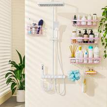 Adhesive Shower Caddy, 5 Pack Rustproof Stainless Steel Bath Organizers With Large Capacity, No Drilling Shelves For Bathroom Storage & Home Decor - Hồng - Xem 3
