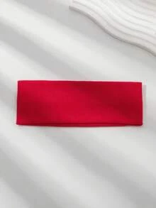 1 件街头服饰弹性针织头带，适合日常瑜伽、户外运动佩戴秋季发饰女式头巾休闲吸汗带秋季发带冬季发带度假装女士优雅围巾 - 紅色 - 查看 2