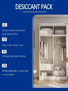 2pcs/Pack Household Desiccant, Wardrobe, Shoe Cabinet, Car Interior Moisture Absorber, Odor Eliminator, Prevents Mold, Damp, Mildew, Ideal For Home, Dorm, Furniture, Books, Solves Indoor Humidity Issues