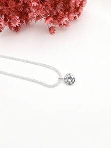 Fashion Sparkling Necklace And Earrings Set With Round  Pendant, 925 Silver Plated - Bạc - Xem 9