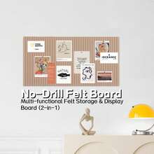 1pc Vertical Grid Felt Decorative Bulletin Board, No-Drill Office Memo Board, Self-Adhesive Pin-Compatible Photo Display Board, Detachable Fabric Notice Board Task Bar For Home Office Classroom, Modern Fabric Frame Wall-Mounted Felt Board Photo Wall Background Board, Women's Memo Bulletin Board Photo DIY Handmade Board - Multicolor - View 6
