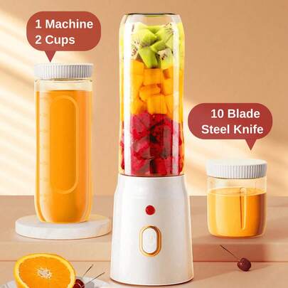 LEVIATECH Máy ép trái cây điện cầm tay 450ml, thiết kế cốc lắc, sạc USB, đa chức năng dùng trong gia đình, kèm 2 cốc ép nhỏ, cốc ép mini không dây, pin bền lâu, thích hợp cho nhà bếp, gia đình và du lịch.