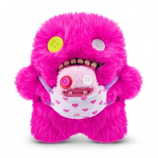 Spin Master Fuggler Mini Rascals Series 9-Inch Plush Toy With Baby Fuggler, Double Trouble, Official Genuine Funny Ugly Monster Plush Toy, Ugly Cute Monster Adult Interesting Doll, Perfect Stuffed Animal Gift For Collection Birthday