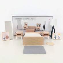 迷你家具木制厨房卧室浴室过家家仿真娃娃屋儿童玩具家具摆件 - 彩色 - 查看 7