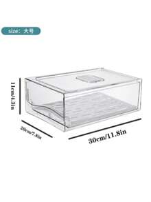 1pc Plastic Transparent Drawer-Style Refrigerator Storage Box With Drainage Tray, Suitable For Refrigerator, Kitchen, Pantry - Clear - View 11