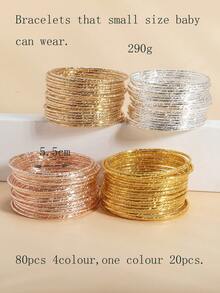 20pcs Delicate Bling Bamboo Knot Embossed Bangle Bracelets For Girls