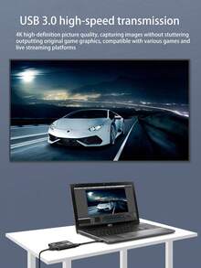 Tarjeta de captura, tarjeta de captura de audio y video con micrófono, salida en bucle HDTV 4K, grabadora de video 1080p 60fps apta para juegos/transmisión en vivo/videoconferencia y compatible con Switch/PS/OBS/Cámara/PC