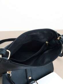 حقيبة كروس بودي للنساء بلون أحادي الطراز القديم، حقيبة كتف مربعة من جلد البولي يوريثان مزينة بمعدن مع حزام قابل للتعديل، حقيبة يد مناسبة للاستخدام اليومي وهدايا العطلات