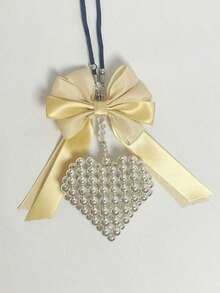 1pc Cute Heart Yellow Bow Car Interior Accessories, Car Accessories For Women, Custom Lanyard, Voiture Accessories, Car Decor Halloween Room Decor