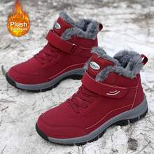 2025 Autumn And Winter Men's Casual Snow Boots Cover Feet New Fleece Warm Outdoor Cotton Shoes Mid-Leg  Sports - 紅色 - 查看 1