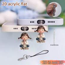 1pc Cute Pouting Girl 2D Acrylic Anti-Dust Plug - Adorable Phone Charm Pendant With Lobster Clasp Lanyard, Versatile Uses, Protects Phone Charging Port, Compatible With Type-C/Lightning, Ideal Gift For Friends