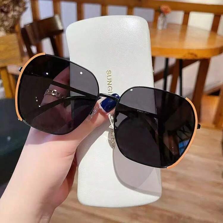 1 قطعة إطار معدني كبير الحجم مقاوم، مربع كبير الحجم، عدسة قيادة عصرية، للسفر والشاطئ - تصميم يناسب الجنسين - متعدد الألوان - مشاهدة 10