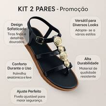 Kit Of 2 Pairs Of Women's Flat Sandals, Modern And Comfortable, For Walking - Caribbean - Vàng + Đen - Xem 8