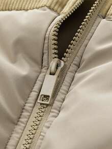 Autumn And Winter Outerwear Splicing Thickened Vest For Men 2025 New Model Tank Top, Horse Clip Thickened Plush Coat, Fall Outfits, Winter Outfits,Stand Collar Youth Vest Warm Slim Cotton Jacket, For Friends, Husband, Boyfriend Gifts - Khaki - View 10