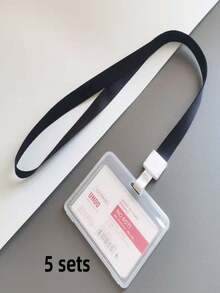 1 套双面透明工作证盒，带挂绳，塑料徽章通行证工作卡夹，身份证标签卡套，学校用品，返校 - 彩色 - 查看 23