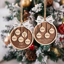 Personalized Family Christmas Ornament,Wooden Family Ornament,Family Name Ornament,Christmas Tree Hanging Ornament,Holiday Decor,Family Gift,Elegant Living,Artful Living - Multicolor - View 4