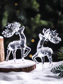 1pc Acrylic Reindeer Figurine, Christmas Desktop Decor, Creates Wintery Wonderland Atmosphere, Suitable For Living Room, Bedroom, Fireplace Mantel And Other Central Decoration For American Holiday Party - Multicolor - View 11