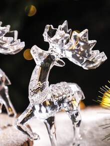 1pc Acrylic Reindeer Figurine, Christmas Desktop Decor, Creates Wintery Wonderland Atmosphere, Suitable For Living Room, Bedroom, Fireplace Mantel And Other Central Decoration For American Holiday Party - Multicolor - View 9