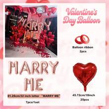 Bộ trang trí bóng bay "MARRY ME" (Cầu hôn) gồm 5/15/34/534 chiếc - Bóng bay chữ màu vàng hồng và hình trái tim màu đỏ, thích hợp cho tiệc cưới lãng mạn, tiệc Valentine, cầu hôn, tỏ tình, trang trí năm mới. - Nhiều màu - Xem 14