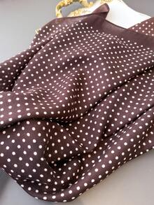 1pc Fashion Casual Polka Dots Print Herringbone Linen Women's Square Imitation Velvet Scarf Hair Versatile Bandana Sunscreen Shawl Suitable For Daily Use ,Suitable Traveling Accessories. For Dress