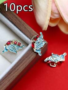 10 Pieces Per Pack Of Nail Art Nail Charm Nail Accessories, Three-Dimensional Light Luxury Chinese Style Swan Peacock Tassel Pendant, Phoenix Crown And Rosy Robe Nail Charm DIY Nail Decorations Suitable For Daily Life