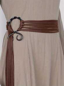 Cinturón medieval vikingo con hebillas metálicas y flecos - Accesorio de disfraz para el festival del Renacimiento, cinturón de juego de roles de Halloween para hombres y mujeres, prenda histórica lavable a mano - B - Ver 7