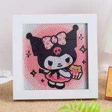 5D Diamond Painting Kit With Frame, Cute Cake Kuromi Hello Kitty, DIY Desktop Art, Best Birthday Gift - Rose Red - View 14