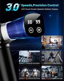 Deep Tissue Massage Gun, Portable Percussion Muscle Massager Pain Relief, Handheld Massagers With 30 Speeds  6 Attachments Back And Neck, Gifts Men Women - 黑色 - 查看 6