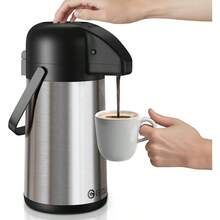 Airpot Coffee Carafe Keeping Hot - 102 OZ 3L Large Coffee Dispenser With Pump - Insulated Stainless Steel Urn Hot Drinks Tea Chocolate - Thermal Beverage Dispenser Parties - 不銹鋼 + 64 盎司 - 查看 1