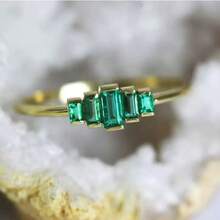 خاتم مستطيل من الزركونيا المكعبة بتصميم بسيط، هدية مجوهرات أنيقة للنساء، مناسب للارتداء اليومي والمناسبات الخاصة