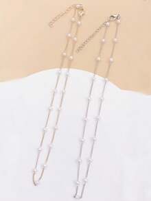 1pc Minimalist Fashion Faux Pearl Collarbone Extension Chain For Women