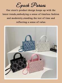 Crossbody Bags For Women Quilted Bag Purses And Handbags With StrapWomen's Single-Shoulder Bag Handbag Detachable Shoulder Strap Adjustable Shoulder Strap Zipper Closure Rhomboid Pattern Single-Strap Handbag Quilted Bag Cold Weather Top Handle Bag - Multicolor - View 7